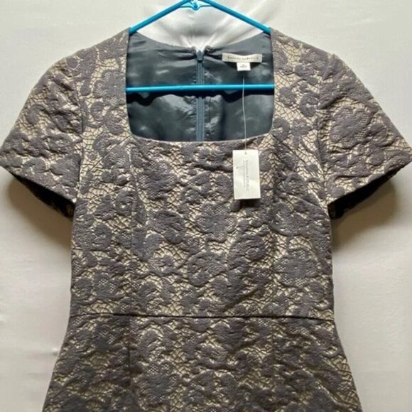 Banana Republic Dress Women's Size 4 Grey Lace Brocade Sheath Midi Fitted NWT - Picture 2 of 10